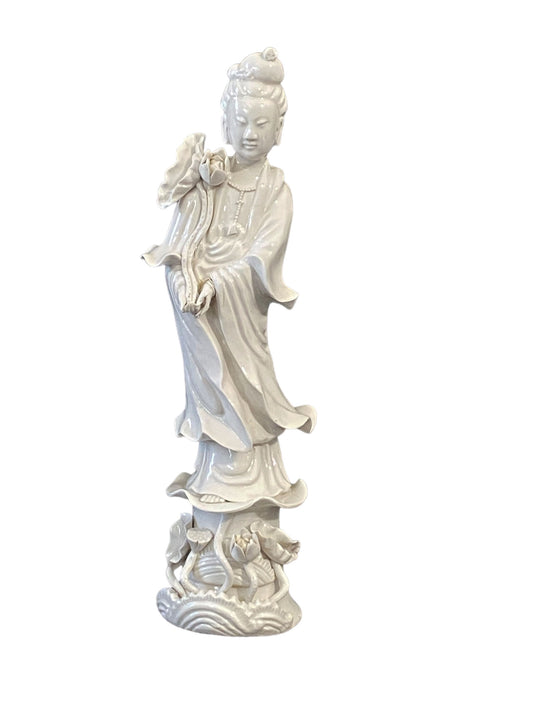 #5705 Vintage Blanc De Chine Porcelain Guanyin Statue China, circa 1950