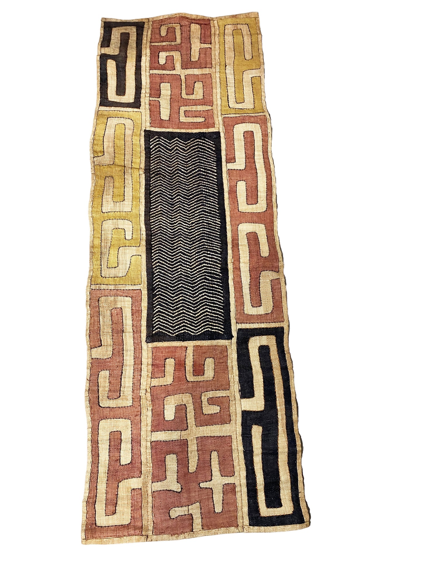 #5647 Superb African Kuba Cloth Raffia /Textile Zaire 51" by 18"