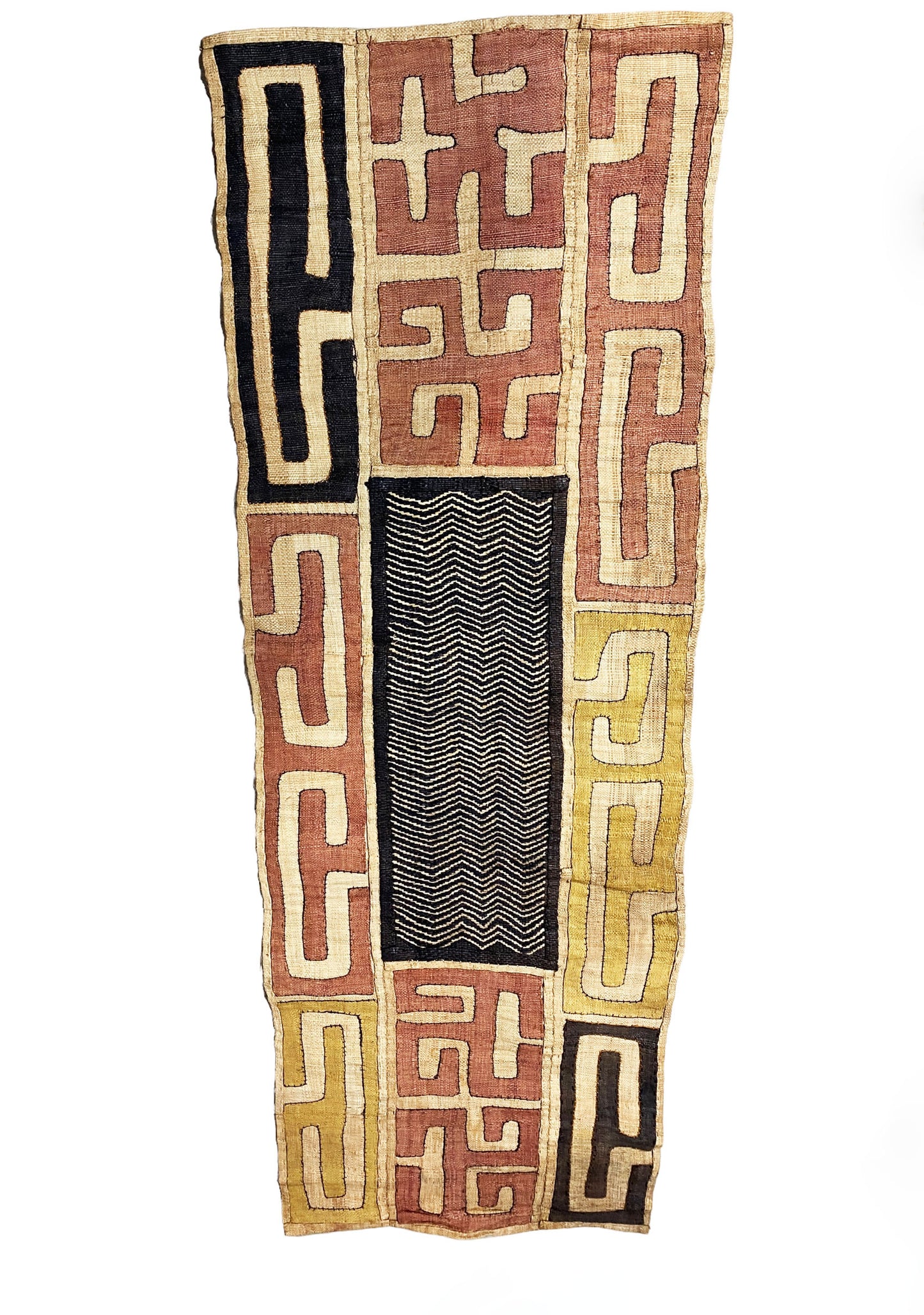 #5647 Superb African Kuba Cloth Raffia /Textile Zaire 51" by 18"
