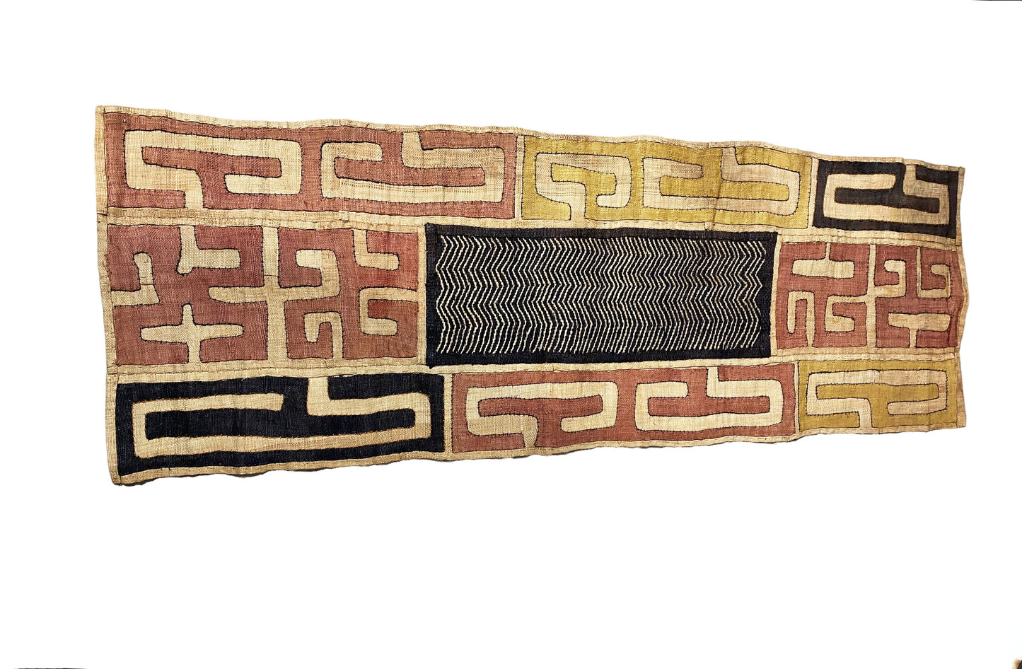 #5647 Superb African Kuba Cloth Raffia /Textile Zaire 51" by 18"