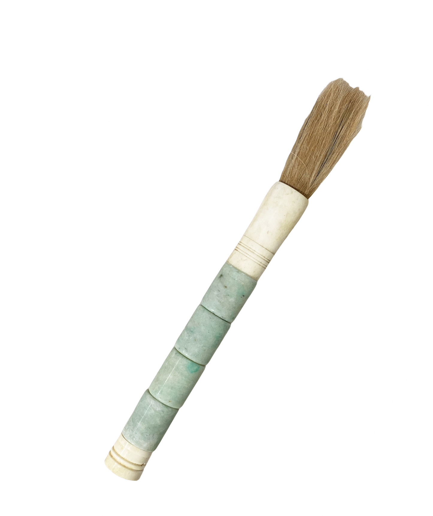 #4171 Chinoiserie Soapstone and Bone Calligraphy Brush 13.5" H