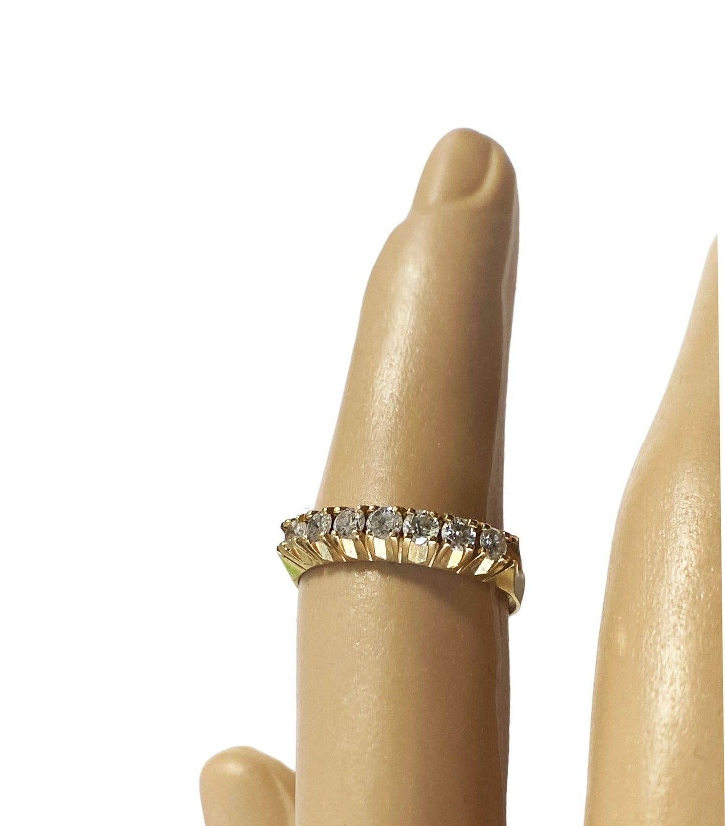 #4876 1950 18K Yellow Gold & Diamond Half Hoop Eternity Band size 5