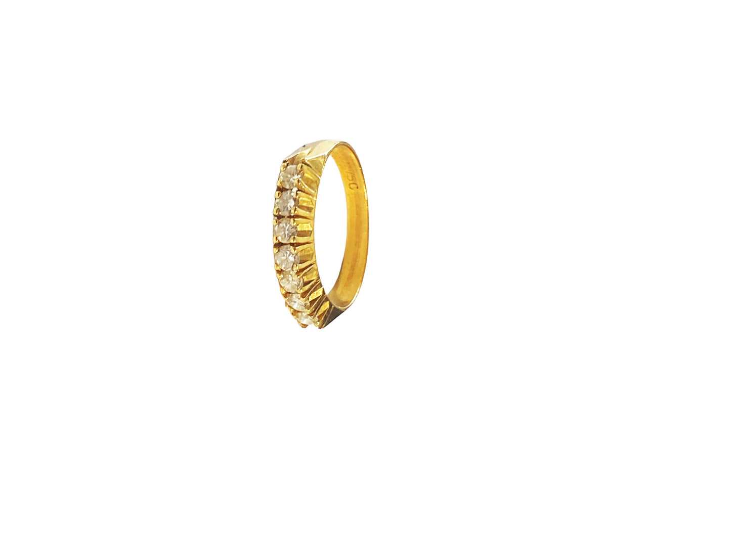 #4876 1950 18K Yellow Gold & Diamond Half Hoop Eternity Band size 5