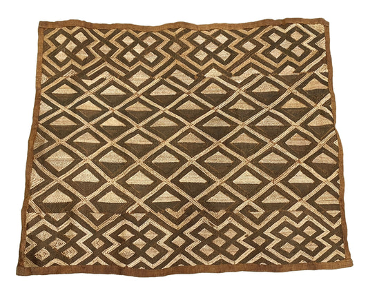 #6002 African tribal Kuba Kasai Raffia Textile 29" by 25"