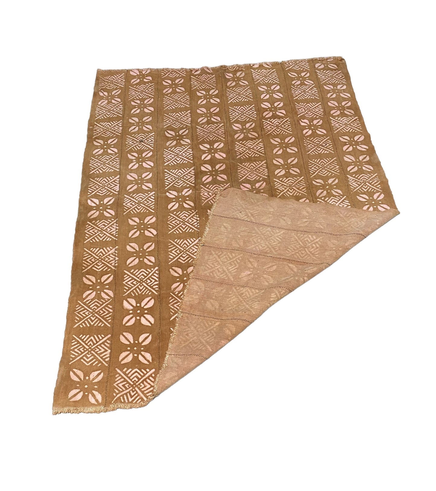 #7227 African Brown and Pink Bogolan Textile Mud Cloth 60" H