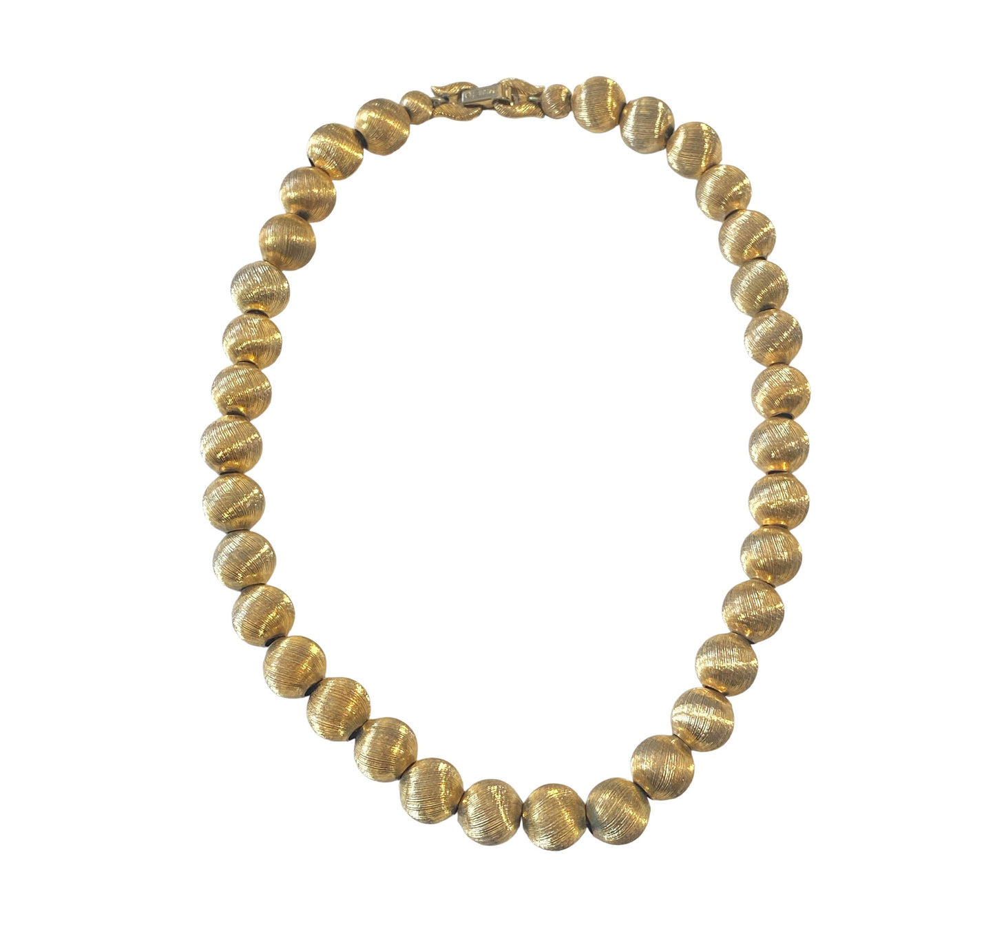 #6106 Vintage MONET Necklace Brushed Gold Tone Ball Chain Link