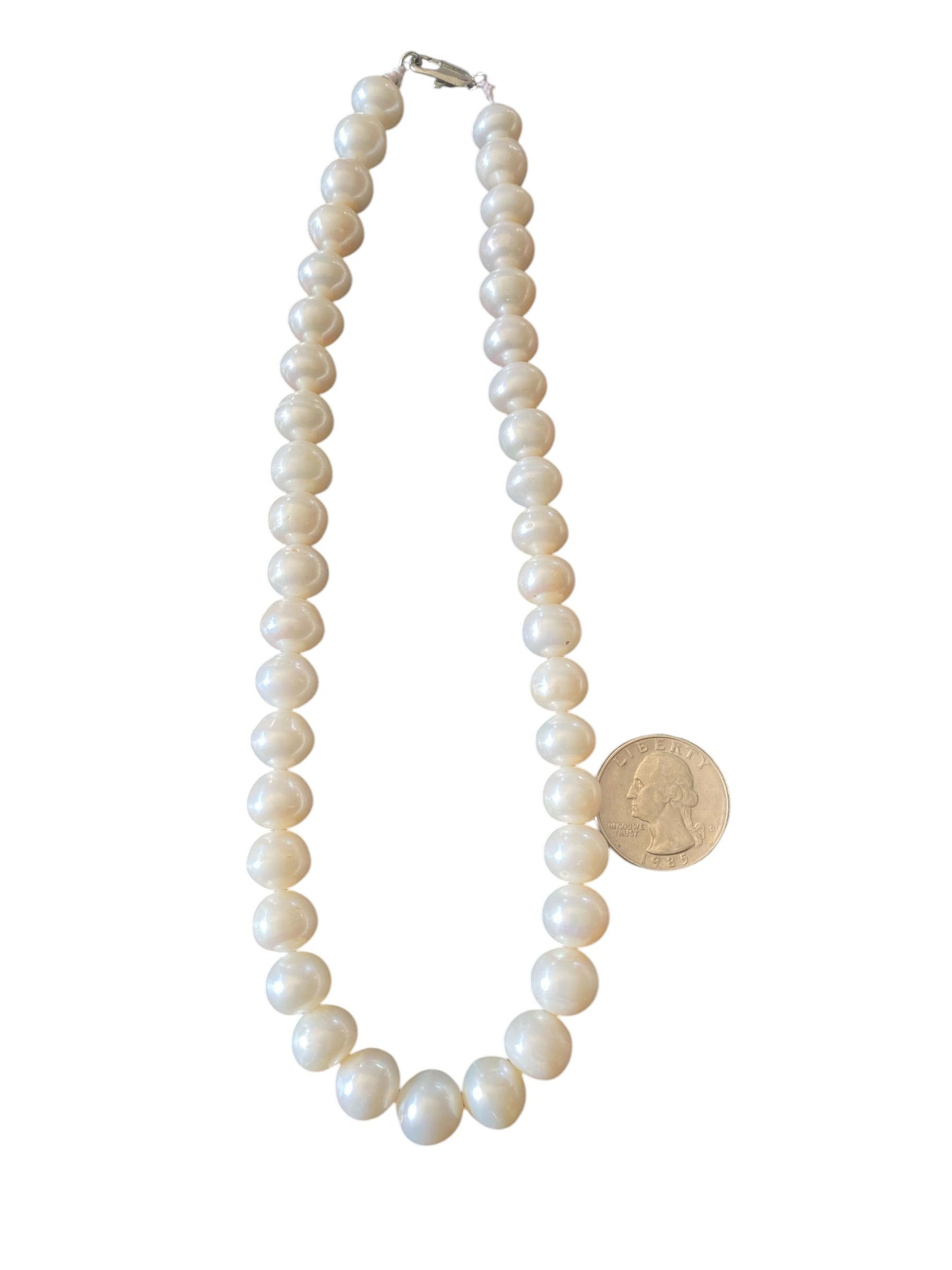 #6321 Genuine White Pearl Necklace Cultured Freshwater 17" long