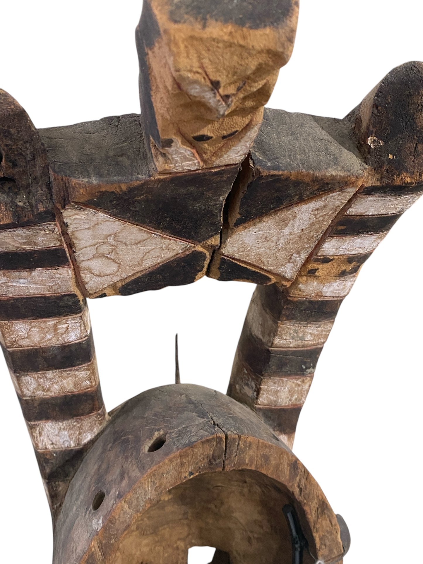 #766 Rare African Old Bobo Mask Helmet Burkina Faso 26.25" H w/ stand