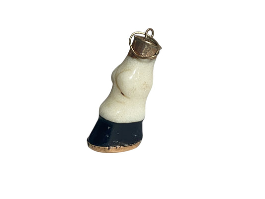 #6391 Vintage Bakelite and 14K gold Horse Hoof Charm pendant