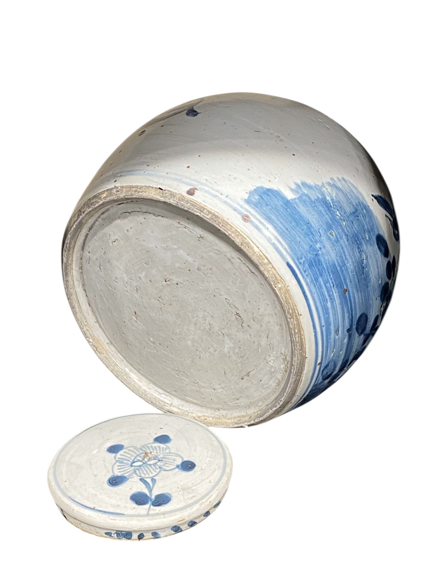 #7244 Chinoiserie Blue & White Porcelain Ginger Jar 10" H