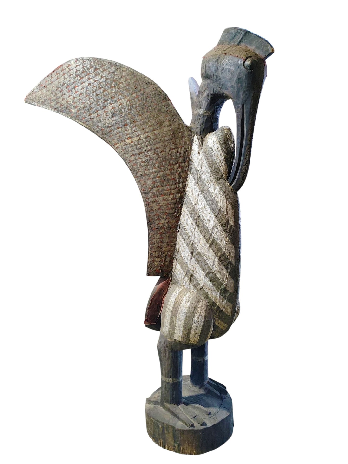 #3864 Huge Sculpture of Senufo Bird Statue Cote d'Ivoire 82" H