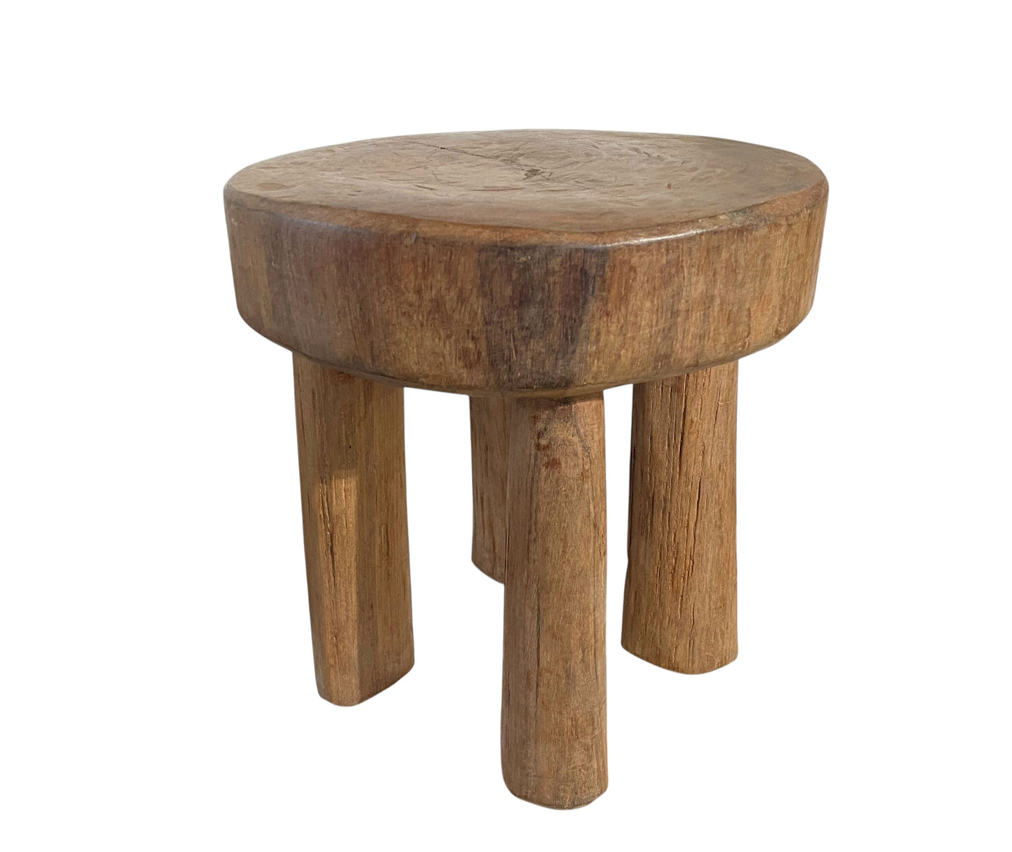 #7282 African Vintage Carved Wood Milk Stool Hehe Gogo People Tanzania 12" H