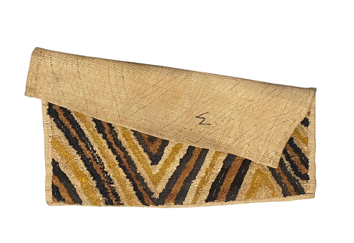 #1590 Superb African Kuba Kasai Velvet Raffia Textile Zaire 24.5 "by 22.25"