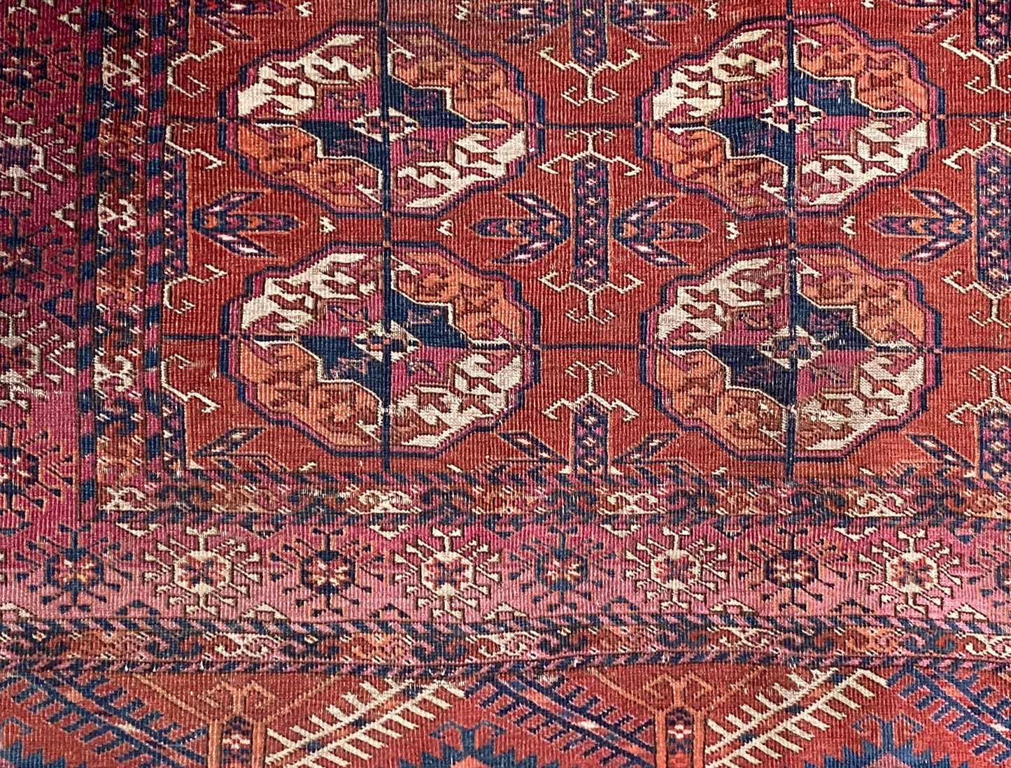#5893 Antique circa 1900 Fine Tribal Turkmen Tekke Wool Rug 47"