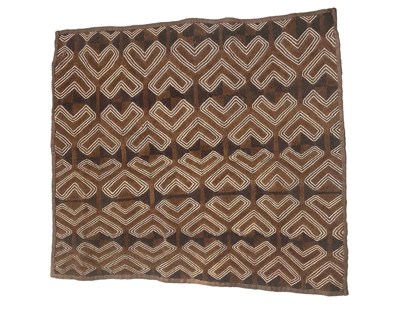 #5997 African tribal Kuba Kasai Raffia Textile 24" by 26"