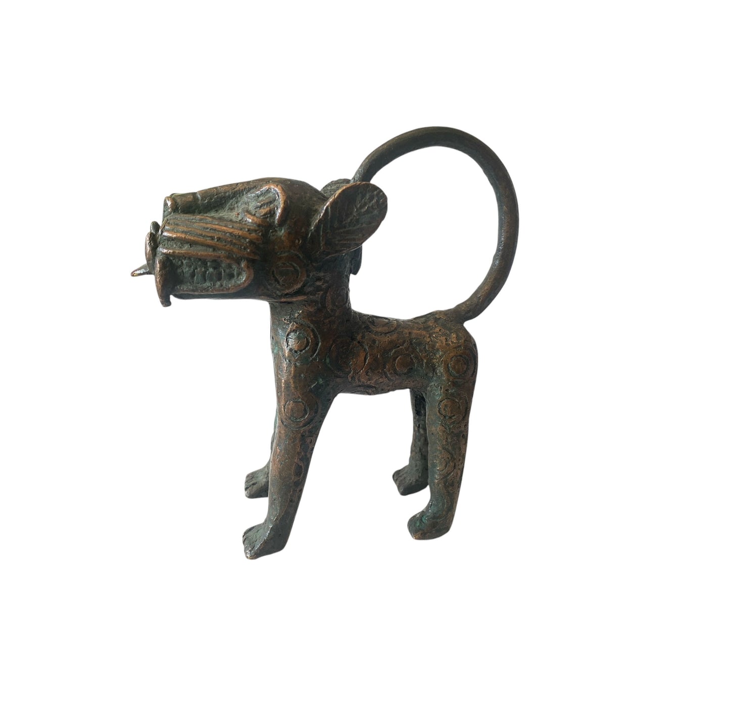 #3295Superb Benin Leopard Bronze Nigeria African 5.5" H