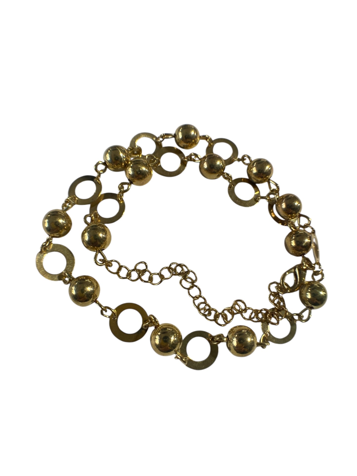 #6429 Vintage Necklace Gold Tone Ball Chain Link
