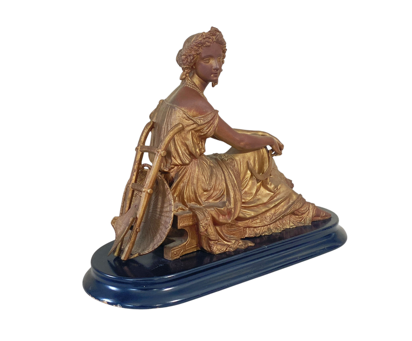 #6438 Vintage French Victorian White Metal Sculpture Of Ceres Agricultural Goddess SignedD.Marie