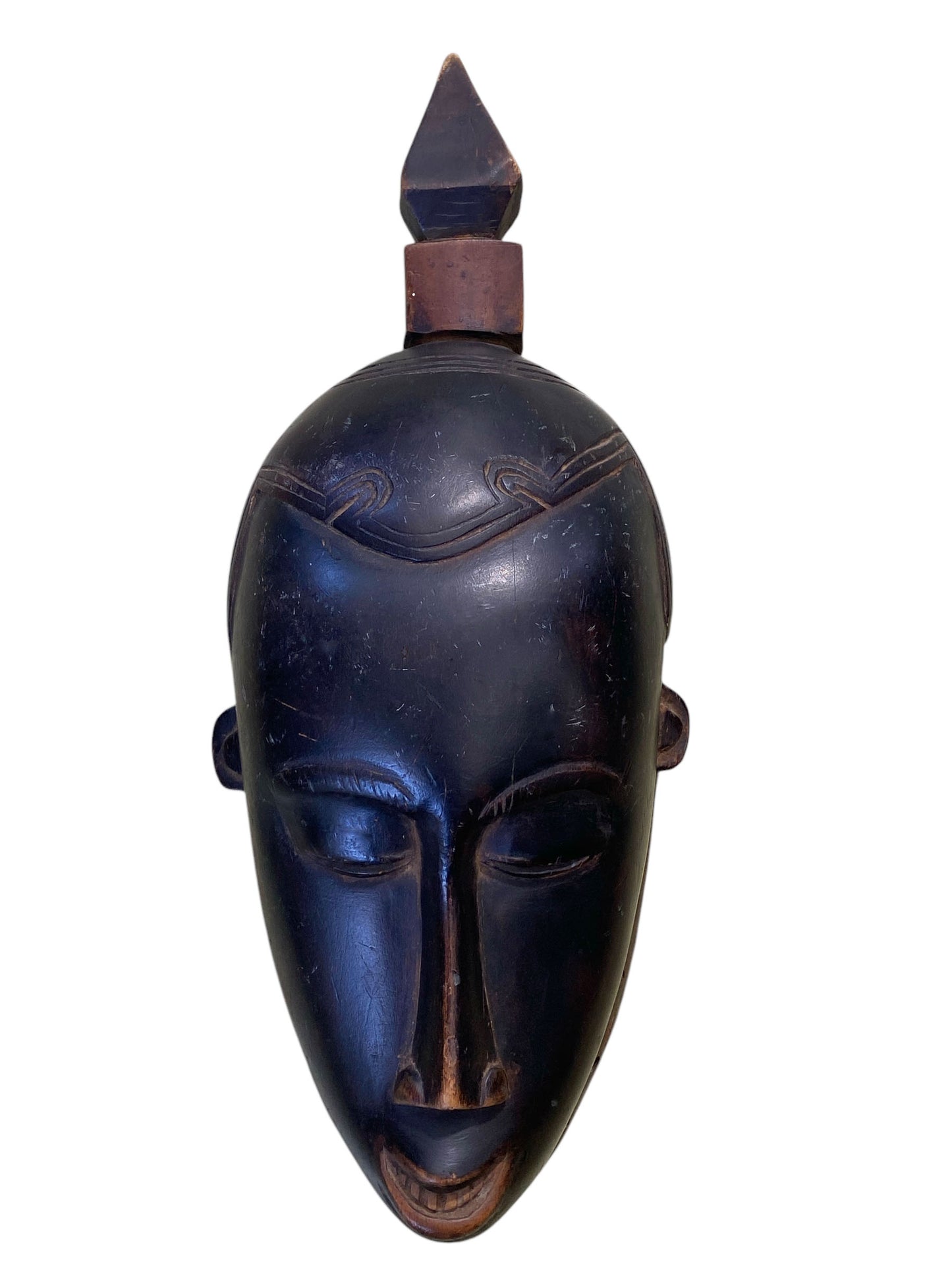 #1801 Superb Old African Baule Portrait Mask Cote D'ivoire 17" H