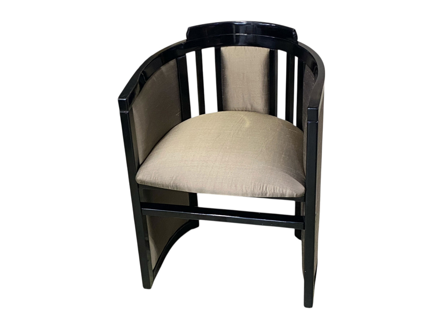 #6737 Mid Century French Art Deco Black Lacquer Wood Chair