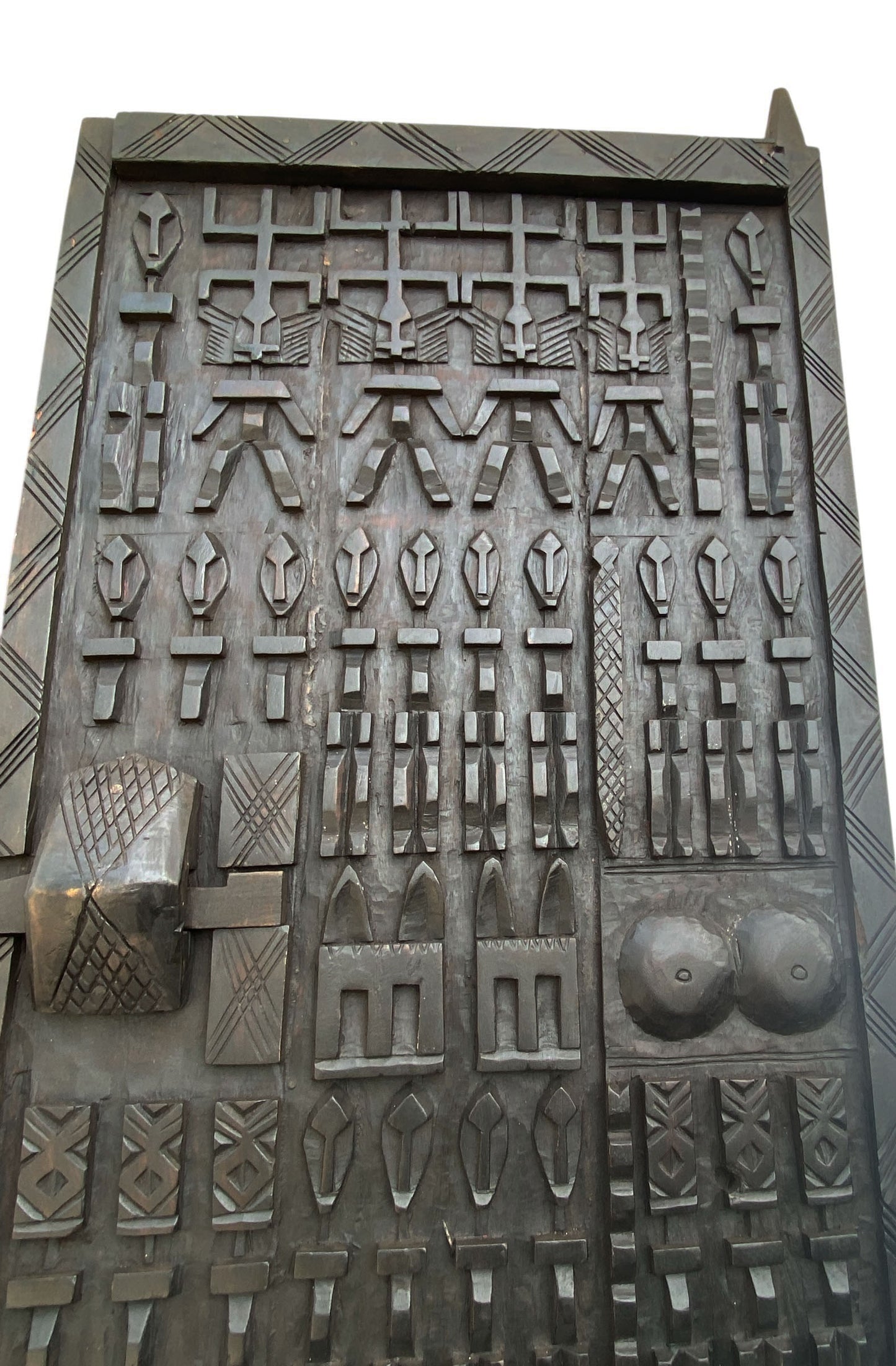 #6825 Dogon Crocodiles Door With Figures Mali African 78" H
