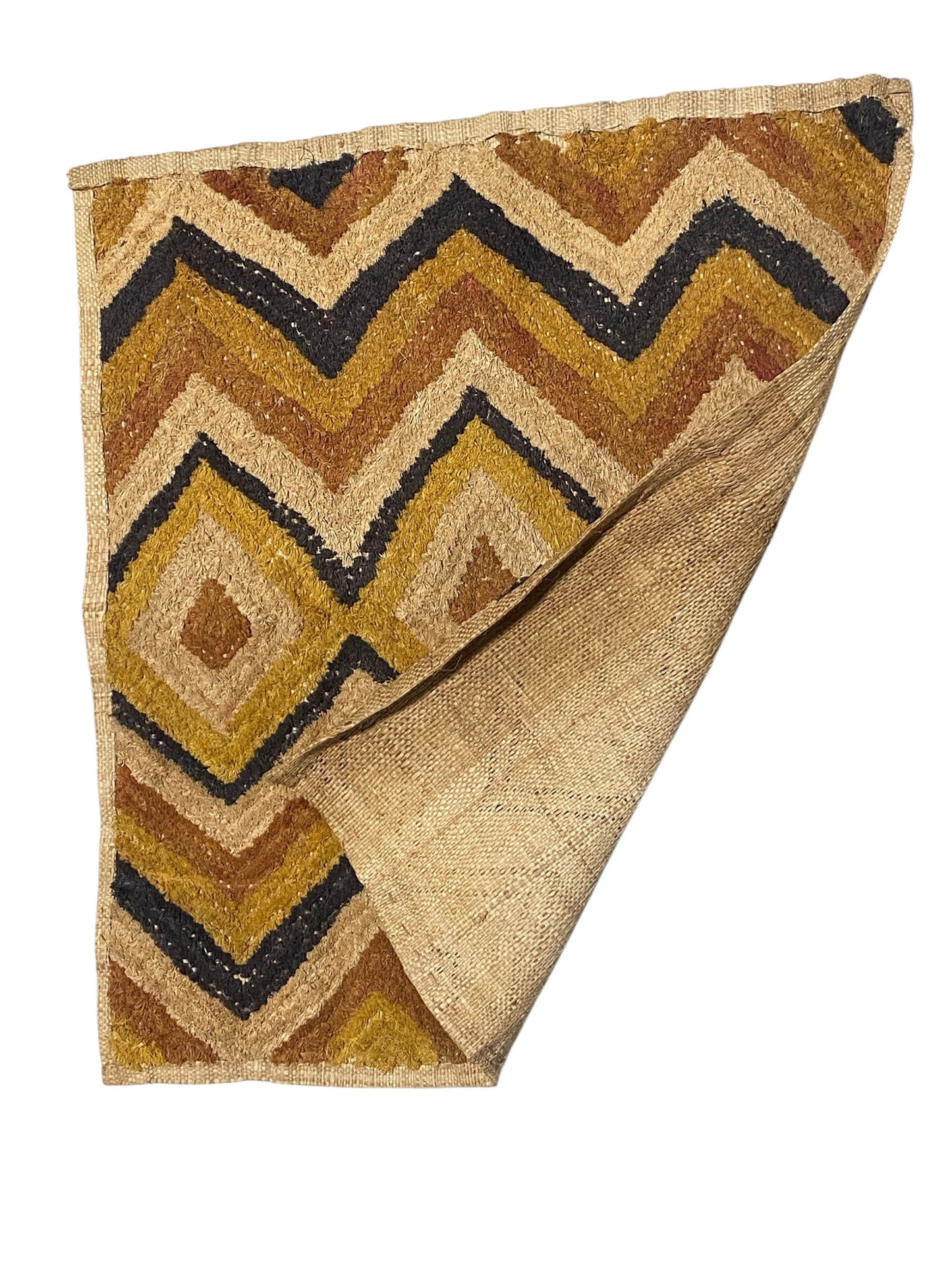 #1590 Superb African Kuba Kasai Velvet Raffia Textile Zaire 24.5 "by 22.25"