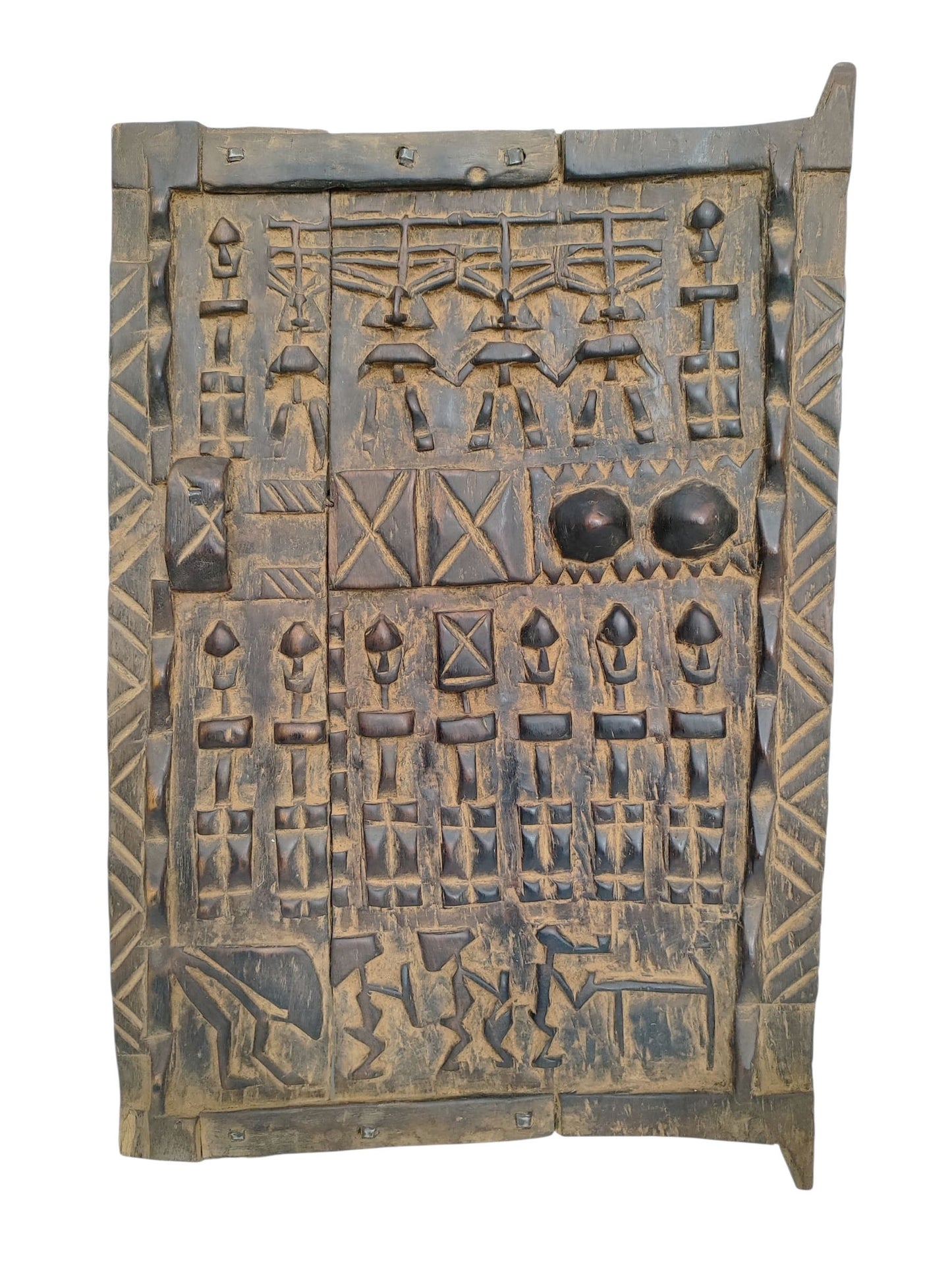 #1107 Vintage Granary Dogon Door With turtles Mali African 25"H