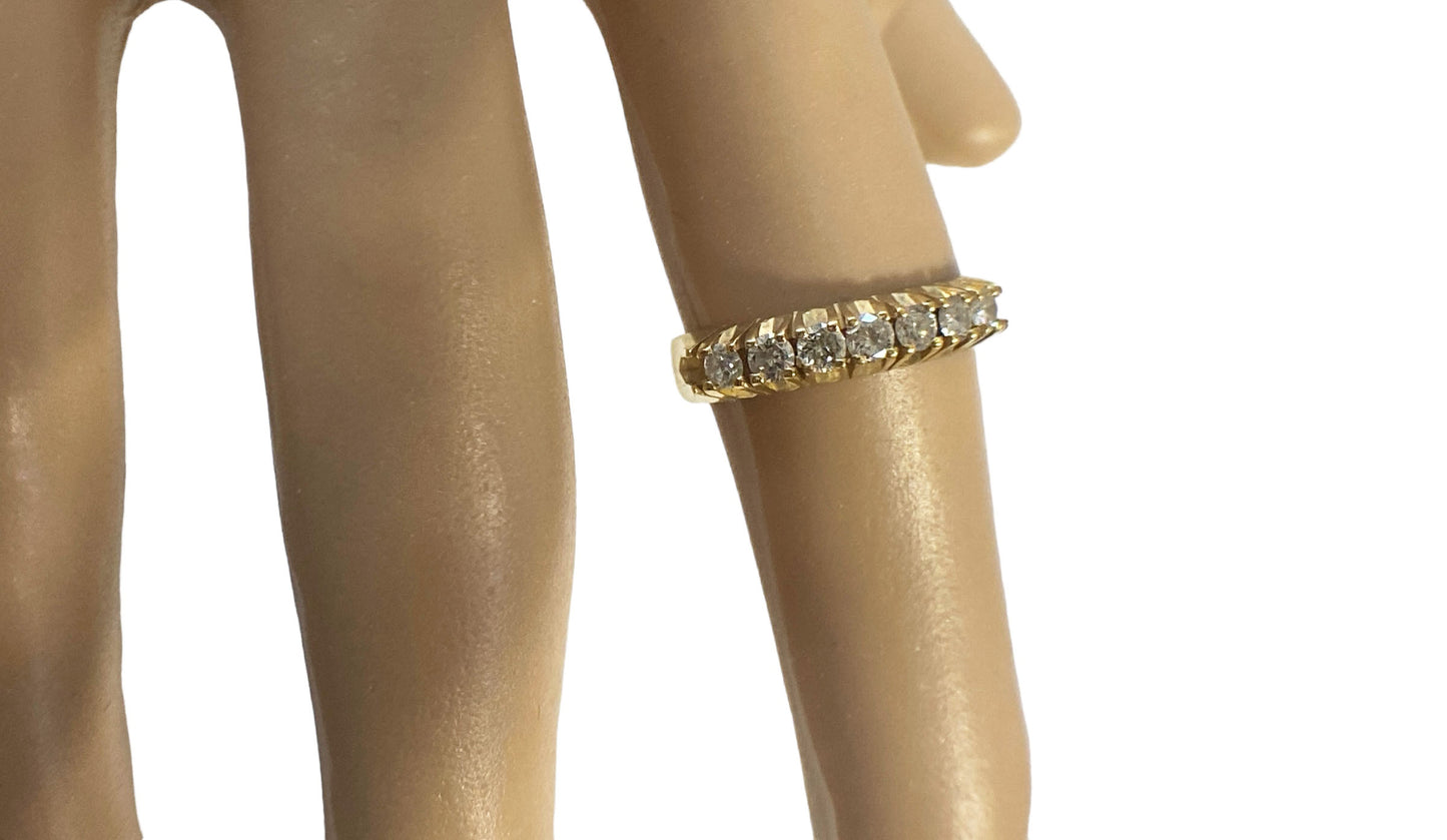 #4876 1950 18K Yellow Gold & Diamond Half Hoop Eternity Band size 5