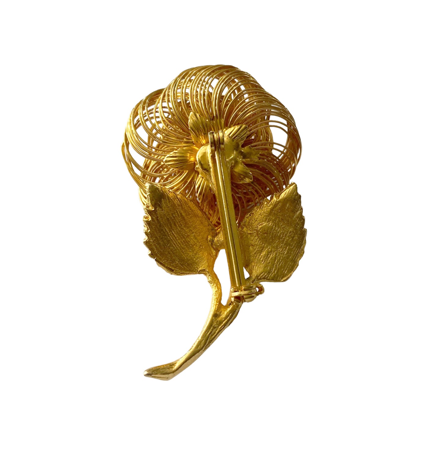 #7231 Vintage Gold Tone Twisted Wire Rose Pin /Brooch 2" H
