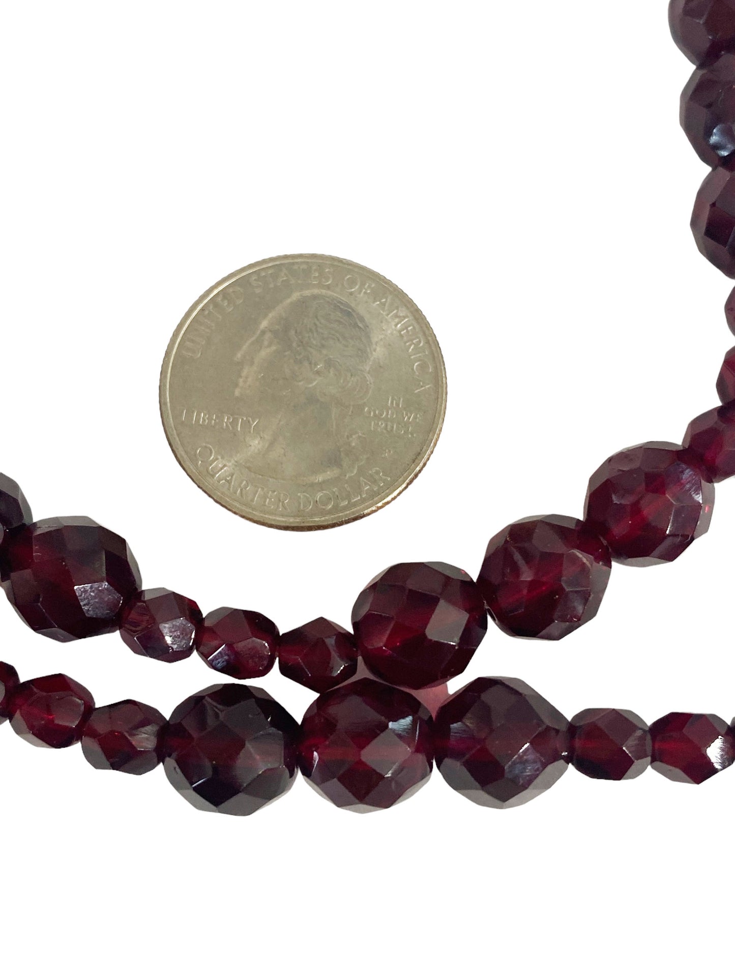 #7242 Vintage Bohemian Czech Faceted  Glass Beads Necklace 29" H