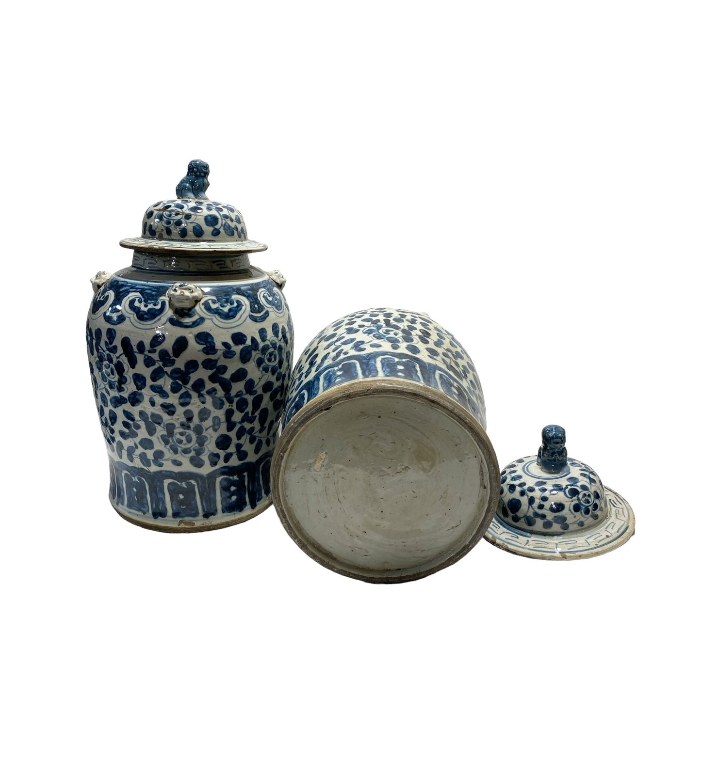 #7248 Chinoiserie Blue and White Porcelain Ginger Jars -Pair 19" H