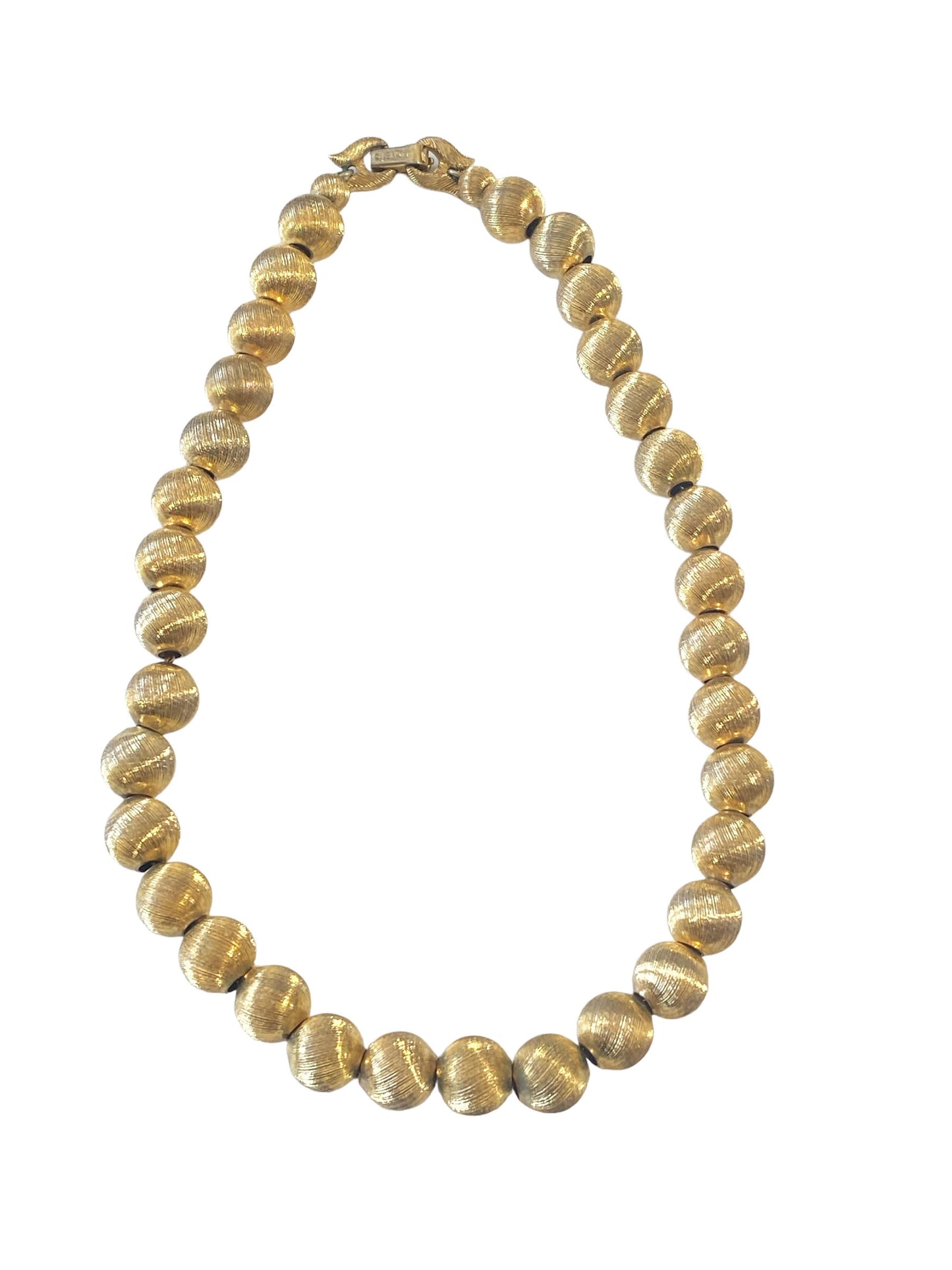 #6106 Vintage MONET Necklace Brushed Gold Tone Ball Chain Link