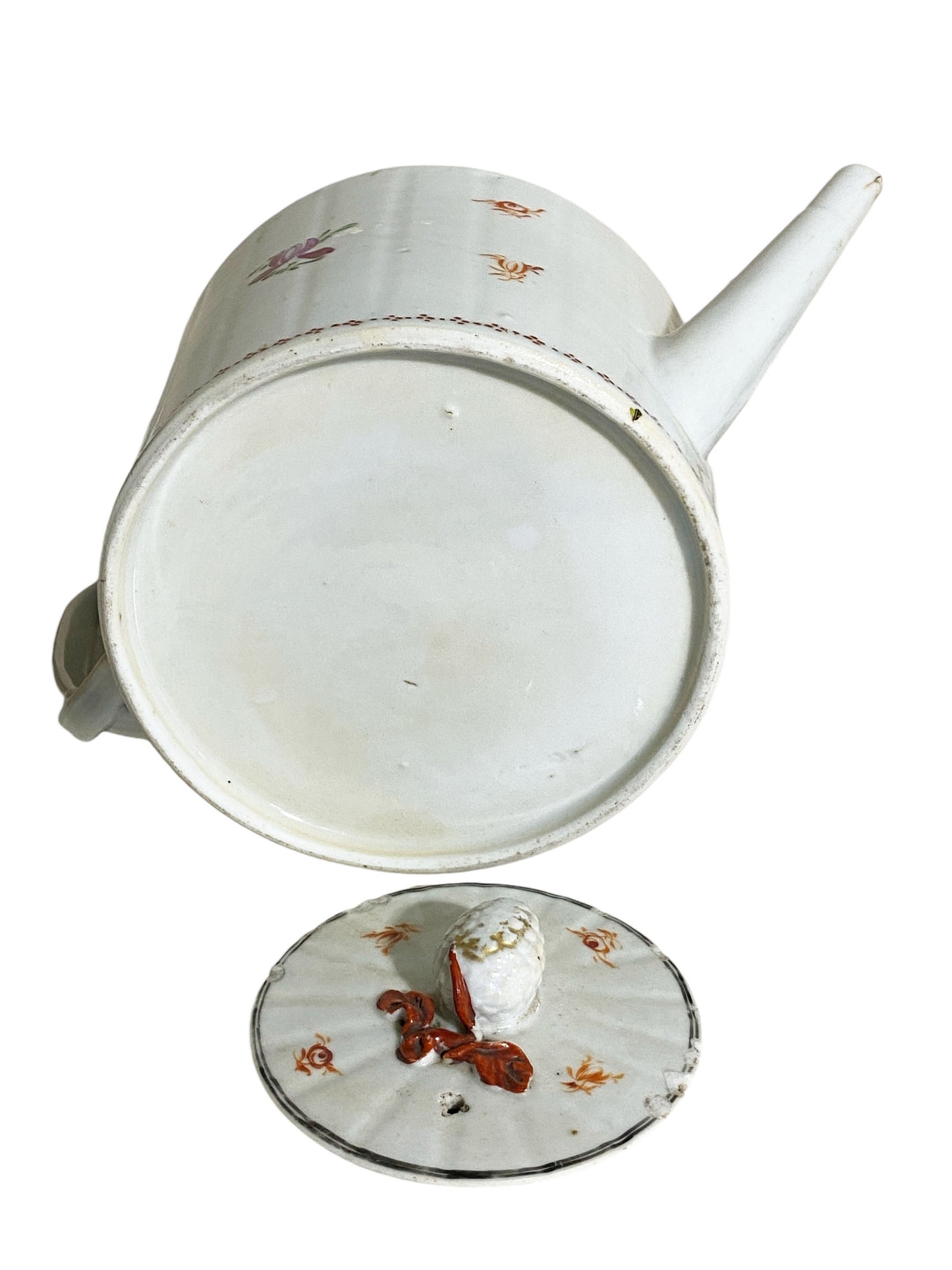 #5619 Lovely Chinese Export Porcelain Tea Pot Hand Painted Delicate Flowers c1800