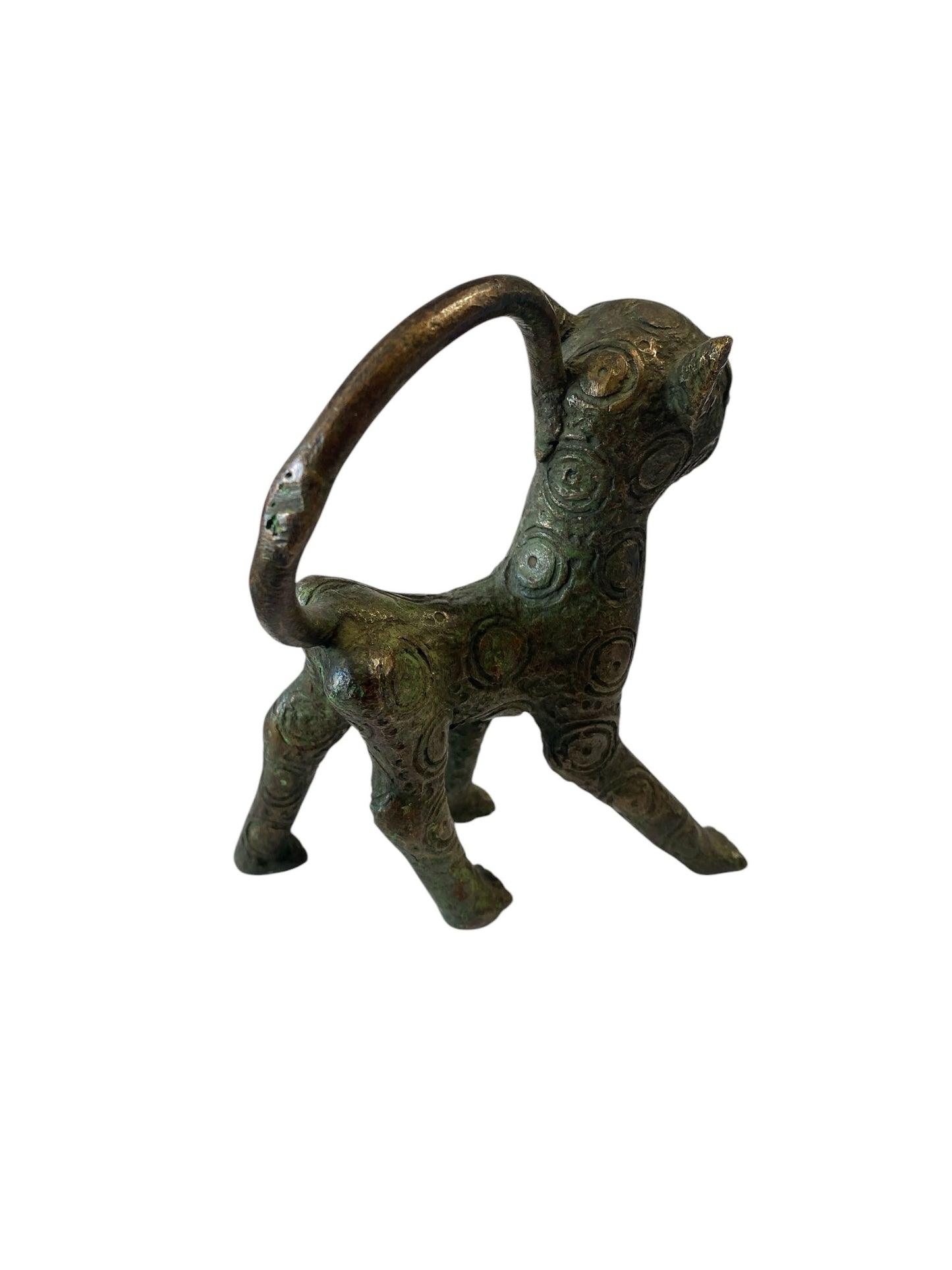 #5243 Superb Benin  Leopard Bronze Nigeria African 5.75" H