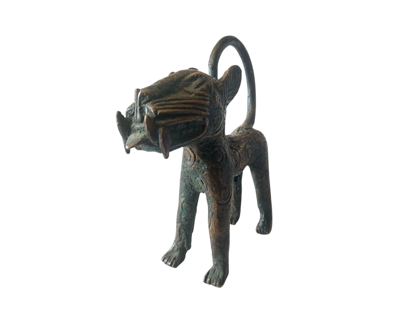 #3295Superb Benin Leopard Bronze Nigeria African 5.5" H