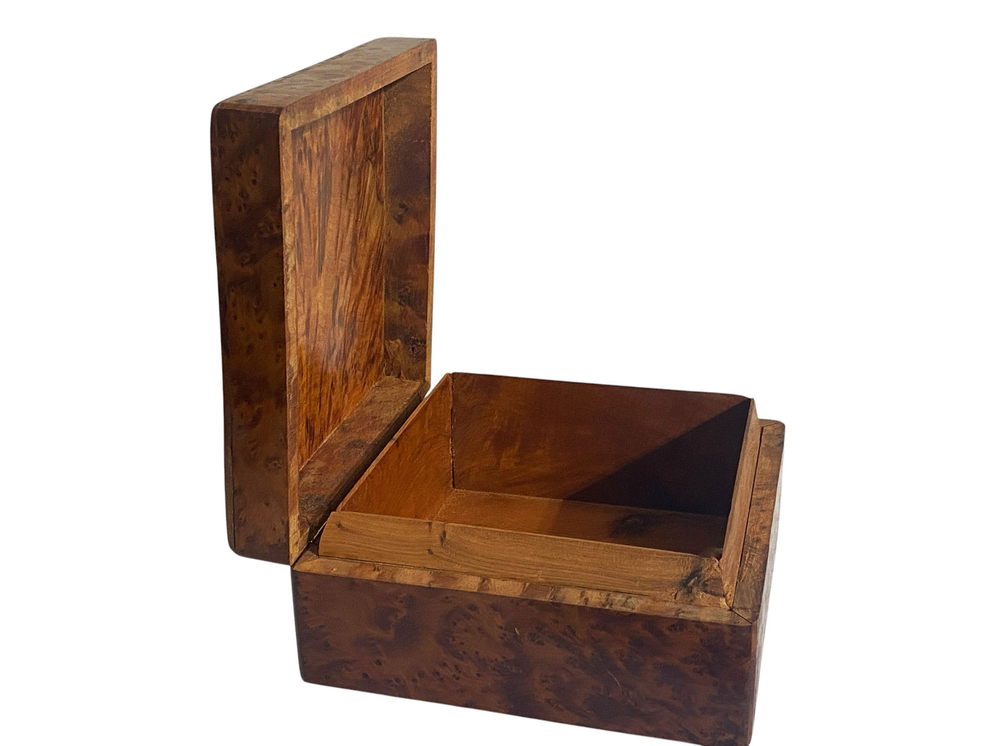 #4805 RARE Vintage Hand Made Thuya Tree Burl Scented Jewelry Wooden Box