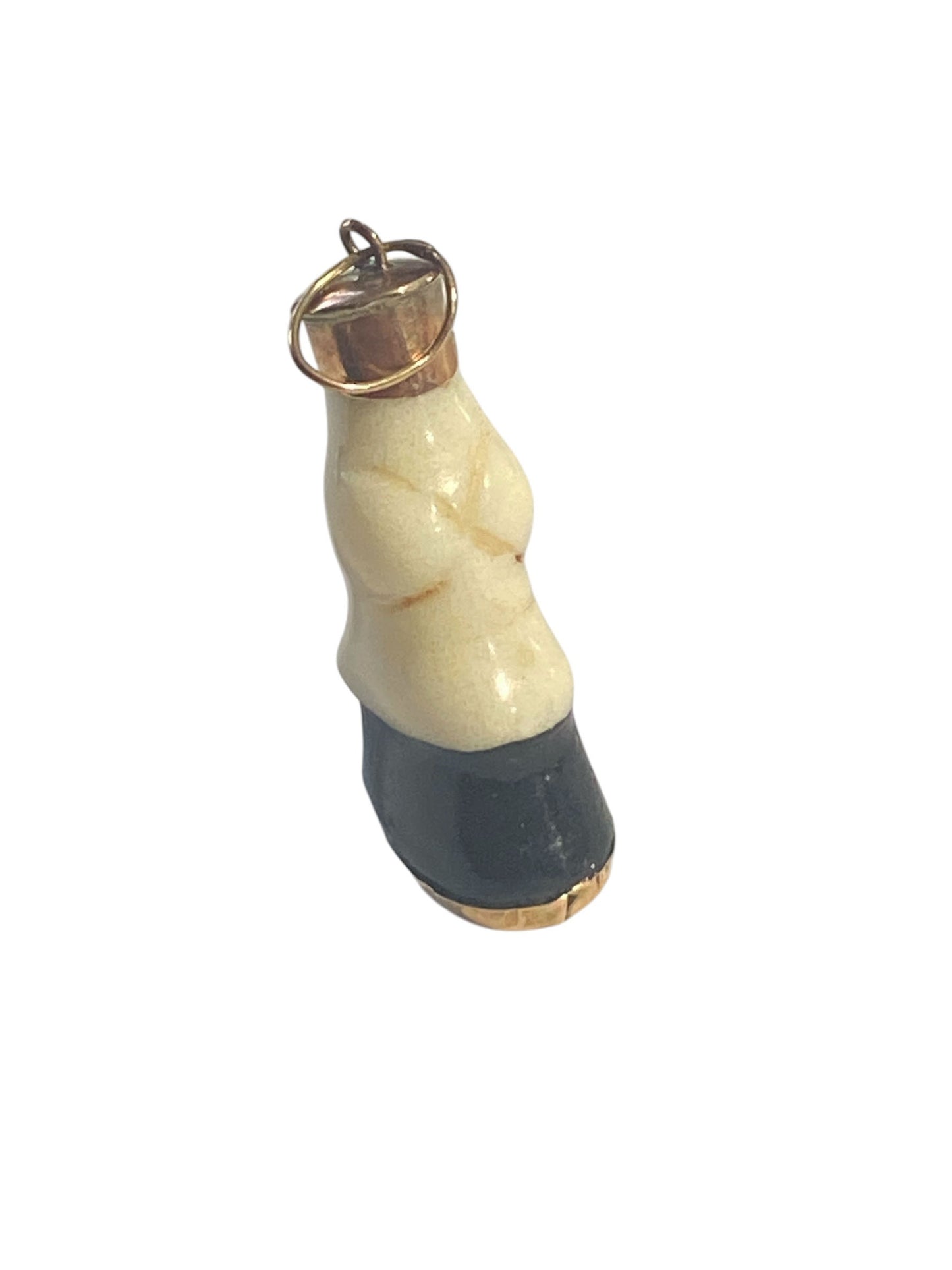 #6391 Vintage Bakelite and 14K gold Horse Hoof Charm pendant