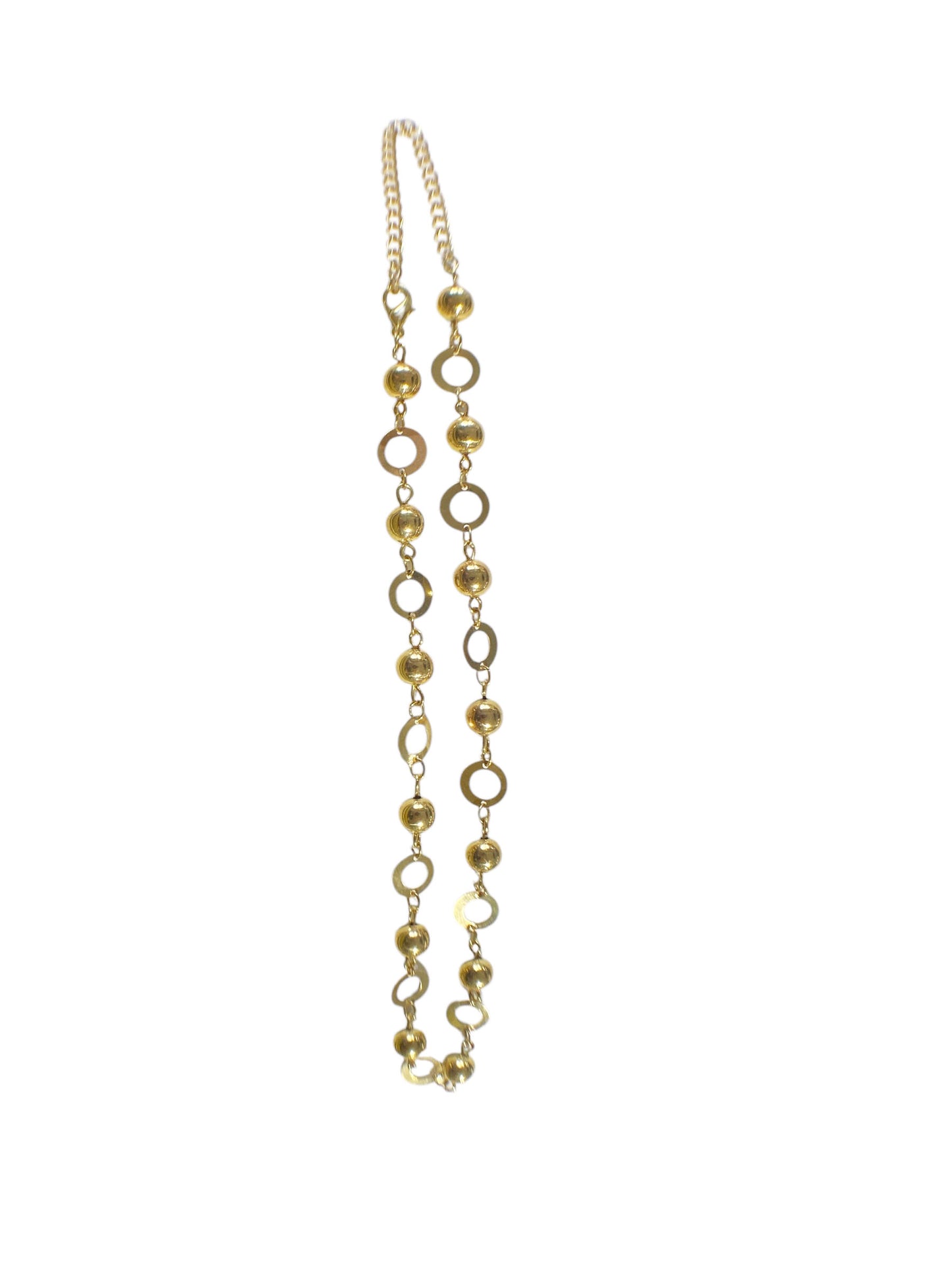 #6429 Vintage Necklace Gold Tone Ball Chain Link