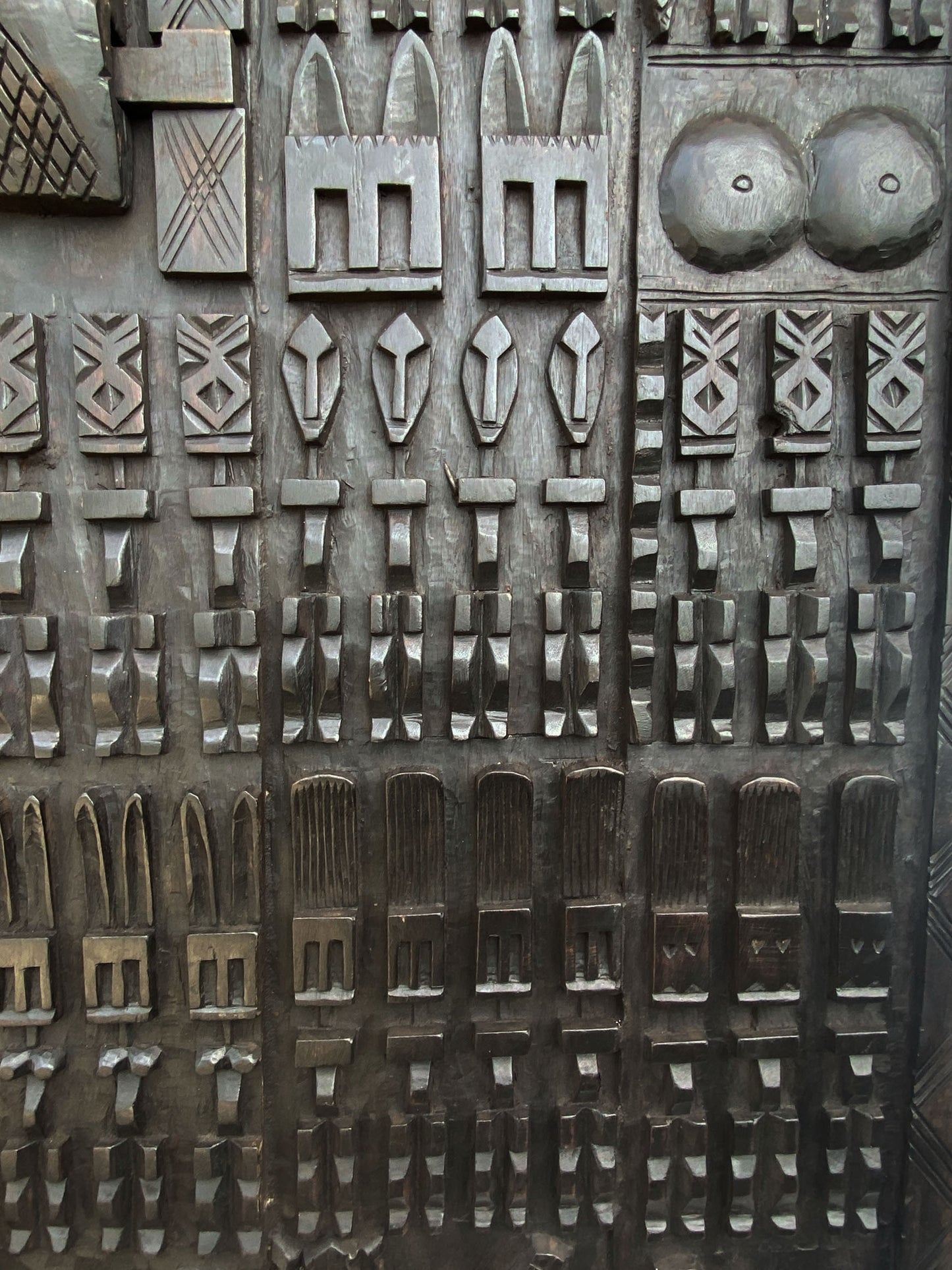#6825 Dogon Crocodiles Door With Figures Mali African 78" H