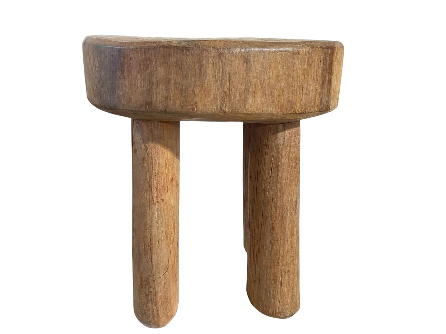 #7282 African Vintage Carved Wood Milk Stool Hehe Gogo People Tanzania 12" H