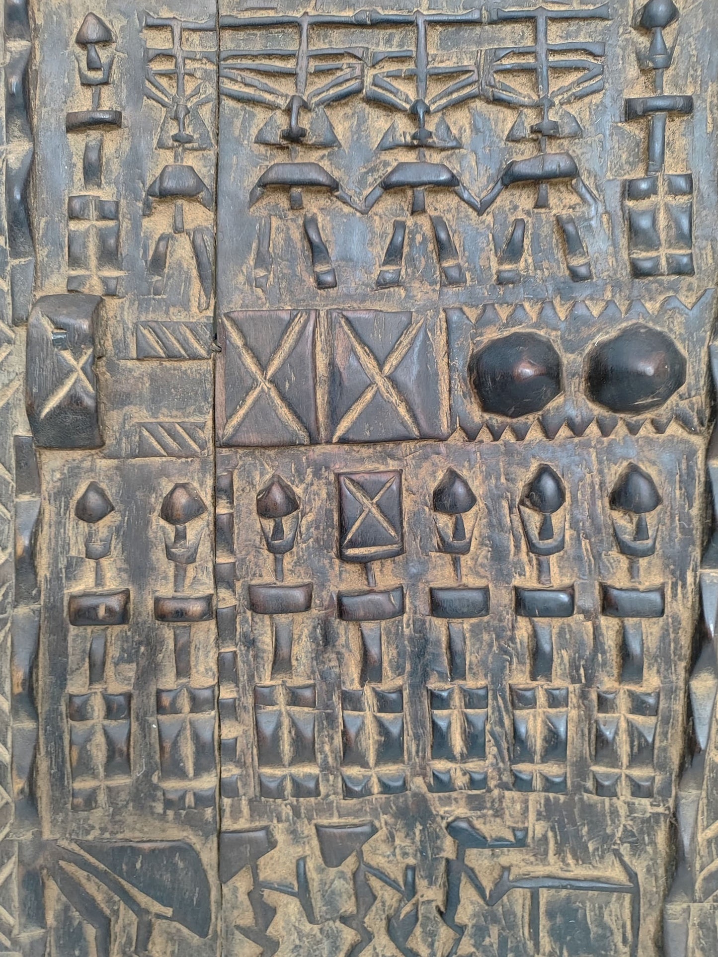 #1107 Vintage Granary Dogon Door With turtles Mali African 25"H