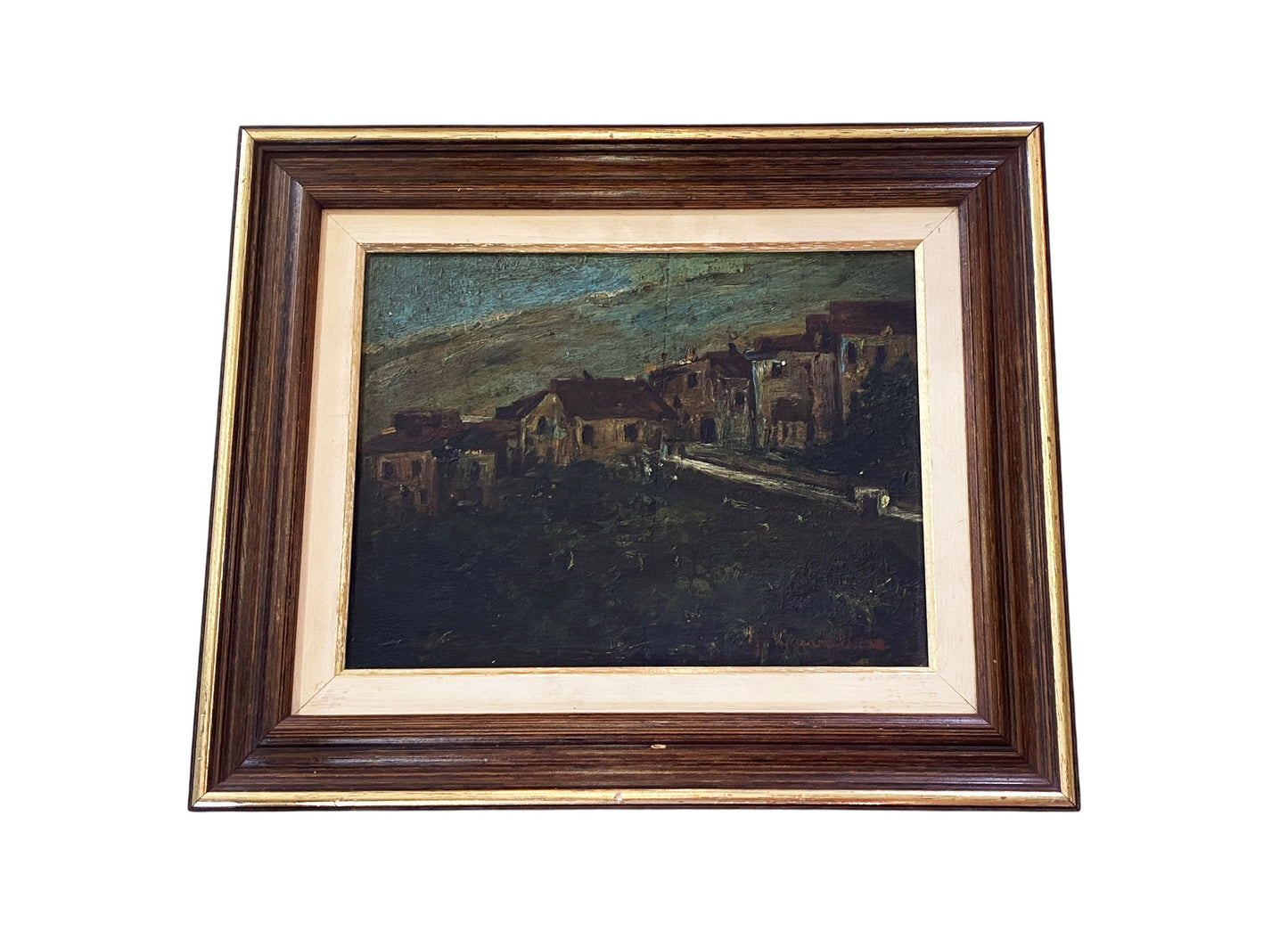#7296 Old Oil On Wood Painting by the Brazilian Artist Jose Cavaliere