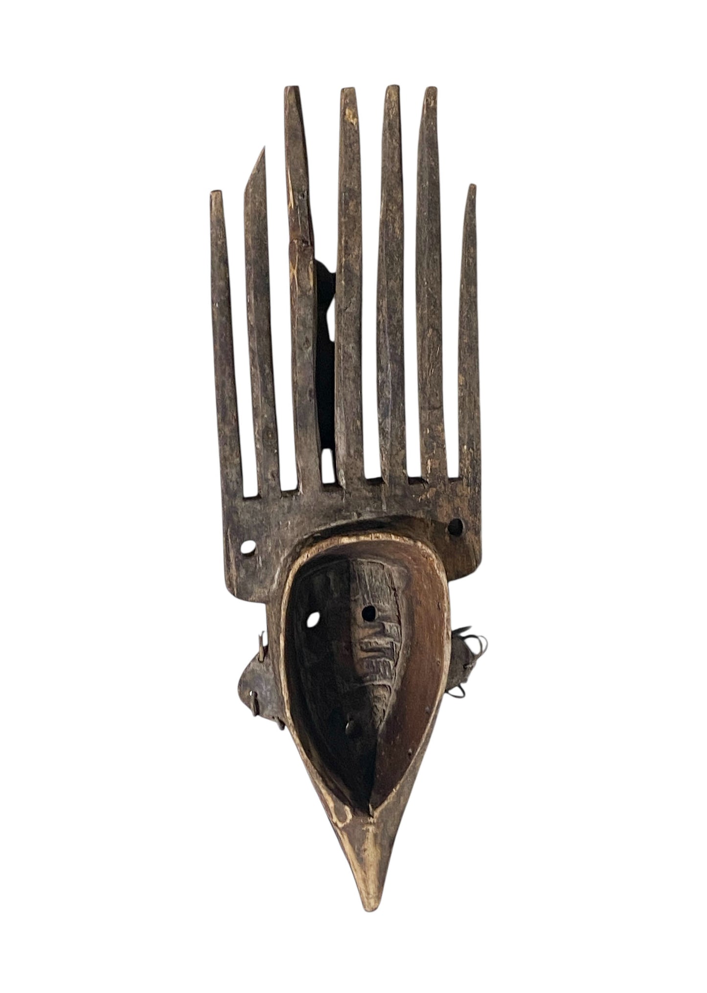 #1171 Vintage African Bamana Ntomo Marka Mask W/ Aluminum 27" H