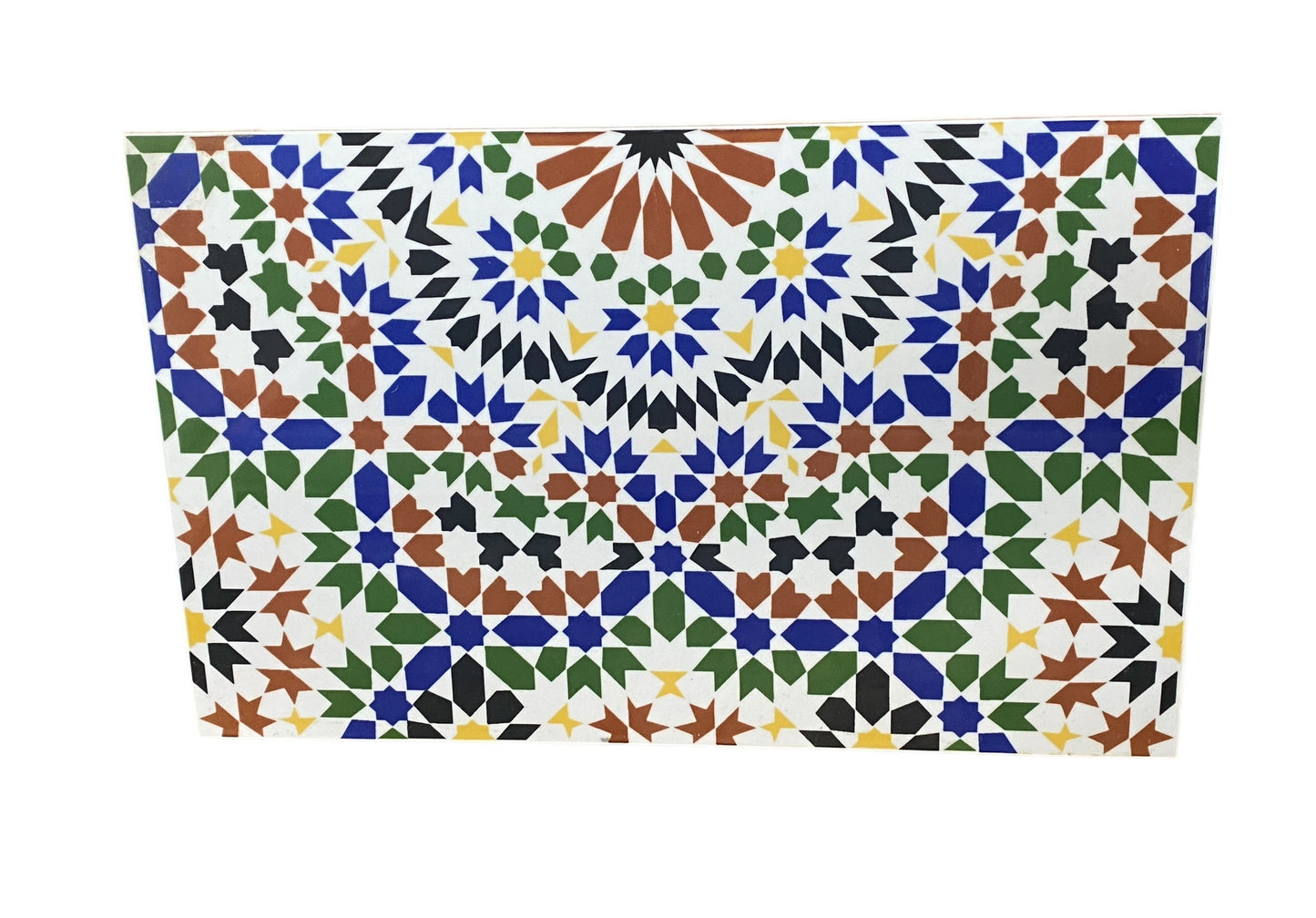 #676 Turkish Multicolored geometric Pattern Ceramic Tile 16" H