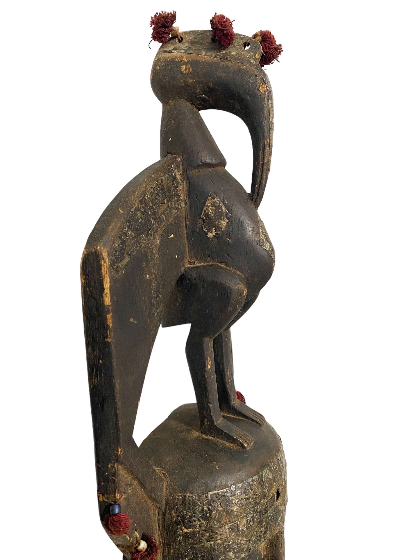 #3427 African Old Kore Mask Marka W/ Hornbill Bird Mali 24"