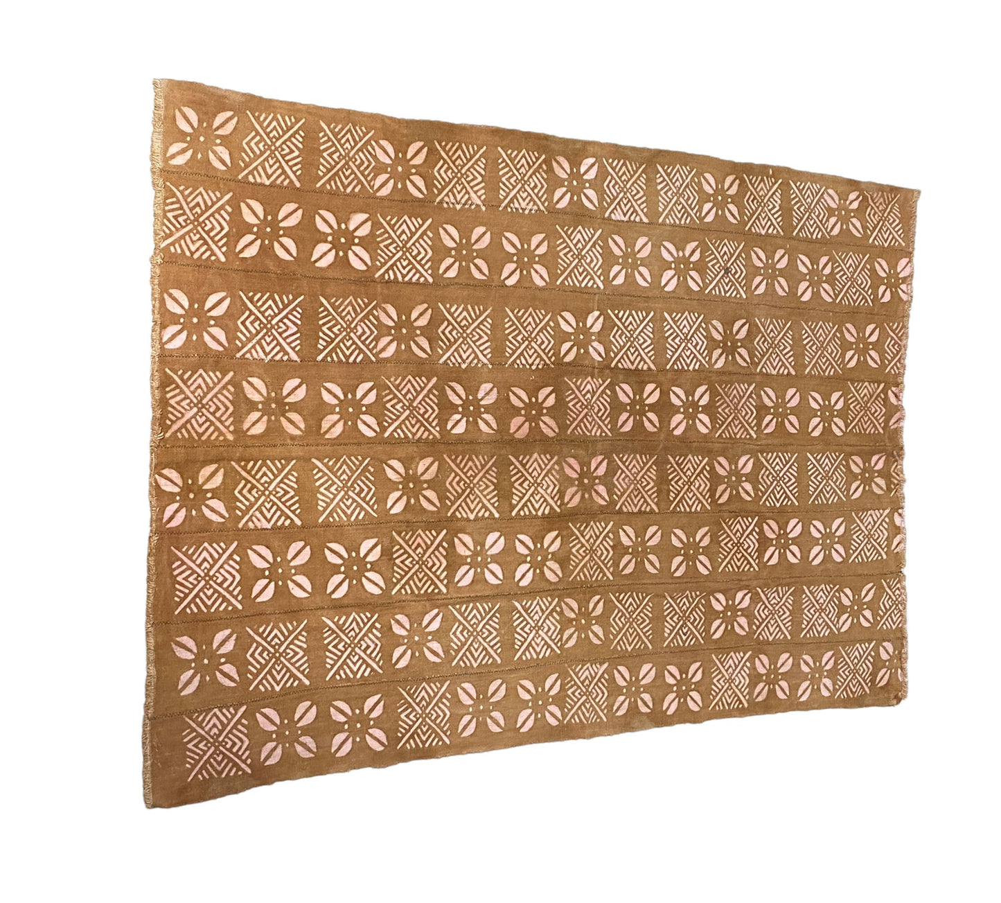 #7227 African Brown and Pink Bogolan Textile Mud Cloth 60" H