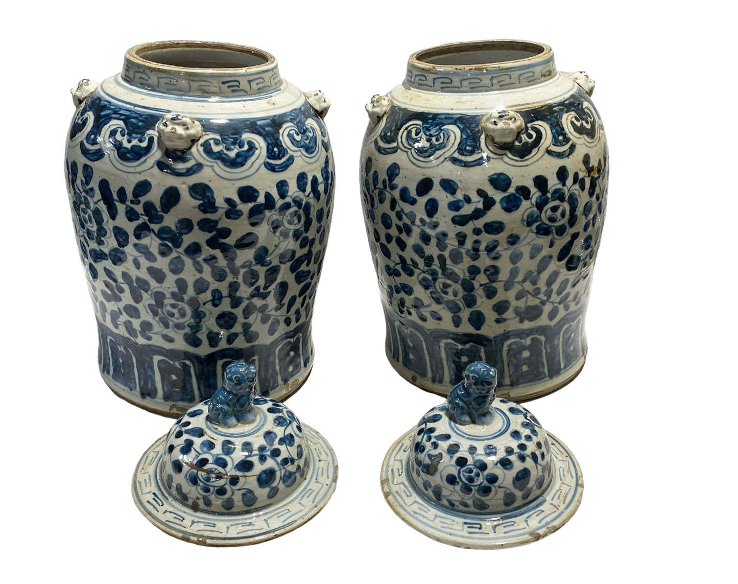 #7248 Chinoiserie Blue and White Porcelain Ginger Jars -Pair 19" H
