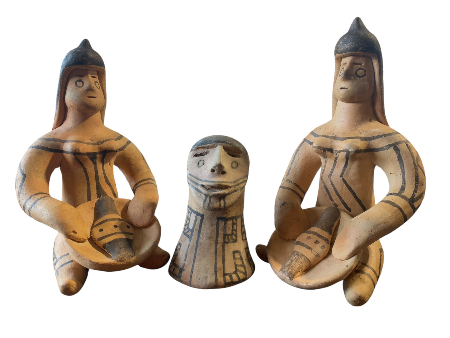 #6243 Set of 3 VTG Karaja Clay Tribal Made Primitive Sculptures Brazil