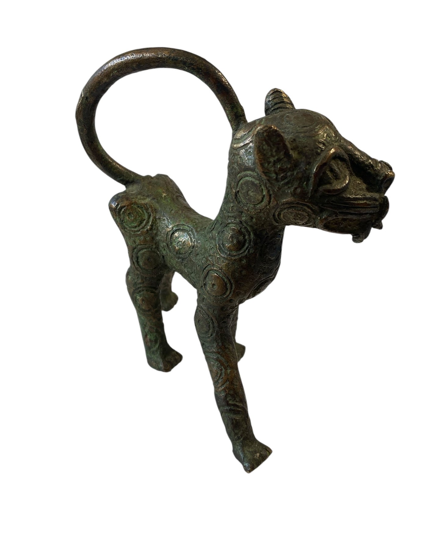 #5243 Superb Benin  Leopard Bronze Nigeria African 5.75" H