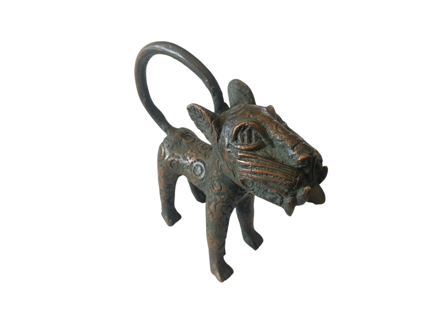#3295Superb Benin Leopard Bronze Nigeria African 5.5" H